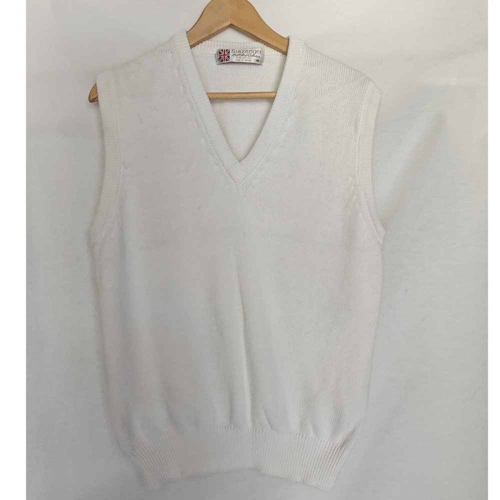Slazenger Golf Shop Collection Mens White Cotton V-Neck Sweater Vest‎ Medium